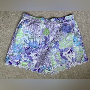 Lilly Pulitzer Lavender Multi Floral Scallop Hem Shorts